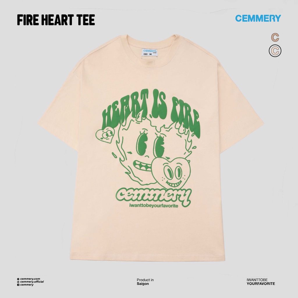 Áo Thun Cemmery LocalBrand FIRE HEART TEE, Áo phông unisex 250gsm 2 Color