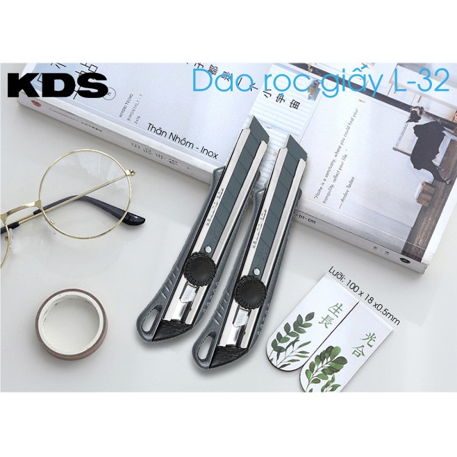 Dao rọc giấy thân kim loại KDS L-32 Nhận bản