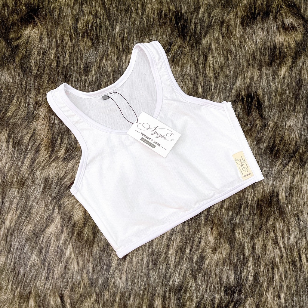 Áo Nịt Ngực Tomboy Lưới Mỏng 4D Thoáng Khí Thể Thao Ba Lỗ Thun Trơn Gen Cứng Có Viền Móc Cài Hông Bigsize  Nguyễn Nguyên