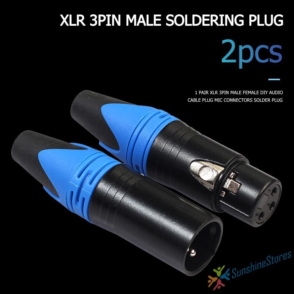 1 Pair XLR 3Pin Male Female DIY Audio Cable Plug Mic Connectors Solder Plug