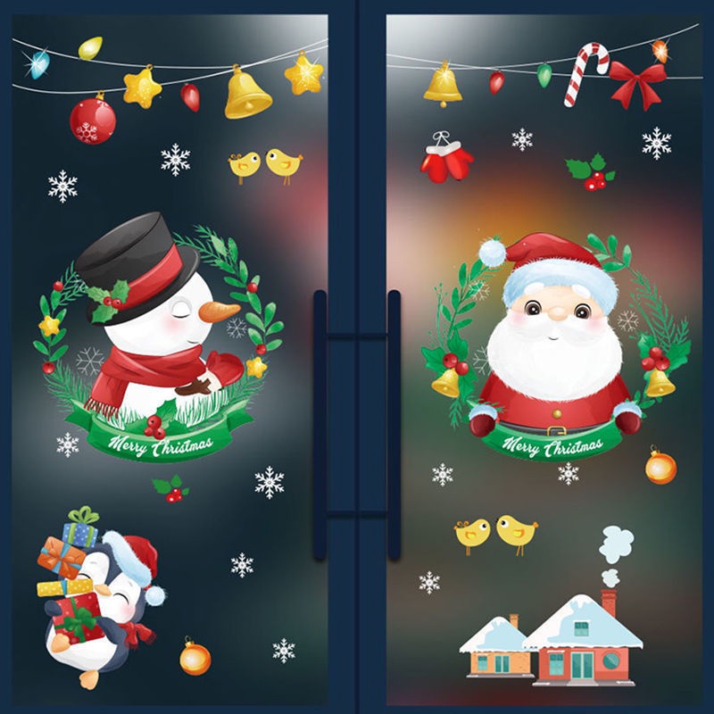 Miếng dán trang trí cửa kính họa tiết ông già Noel dễ thương | BigBuy360 - bigbuy360.vn