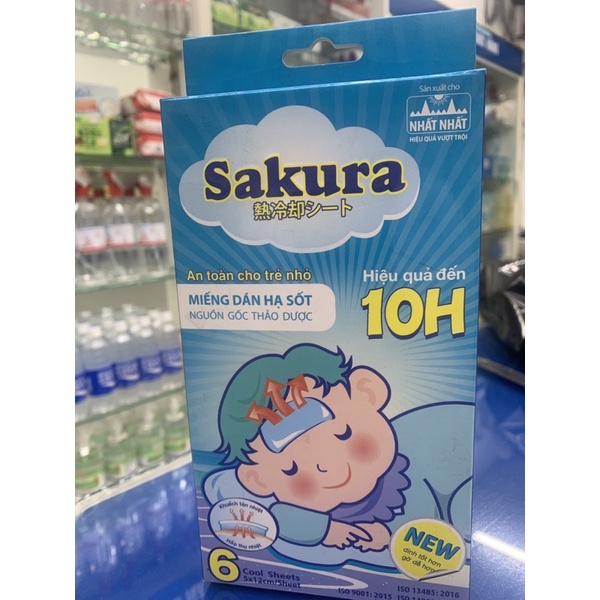 1 Hộp 6 miếng dán hạ sốt Sakura - an toàn cho trẻ em và người lớn