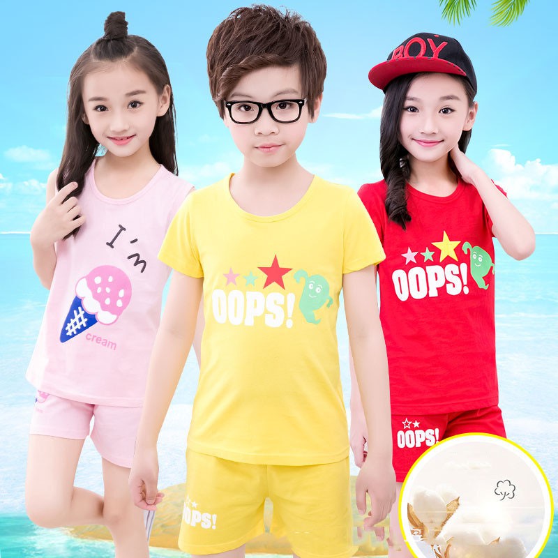 Combo bộ quần áo cộc tay cho bé Caster's 100% COTTON size 2-7 và 7-14 tuổi quần áo trẻ em giao màu ngẫu nhiên