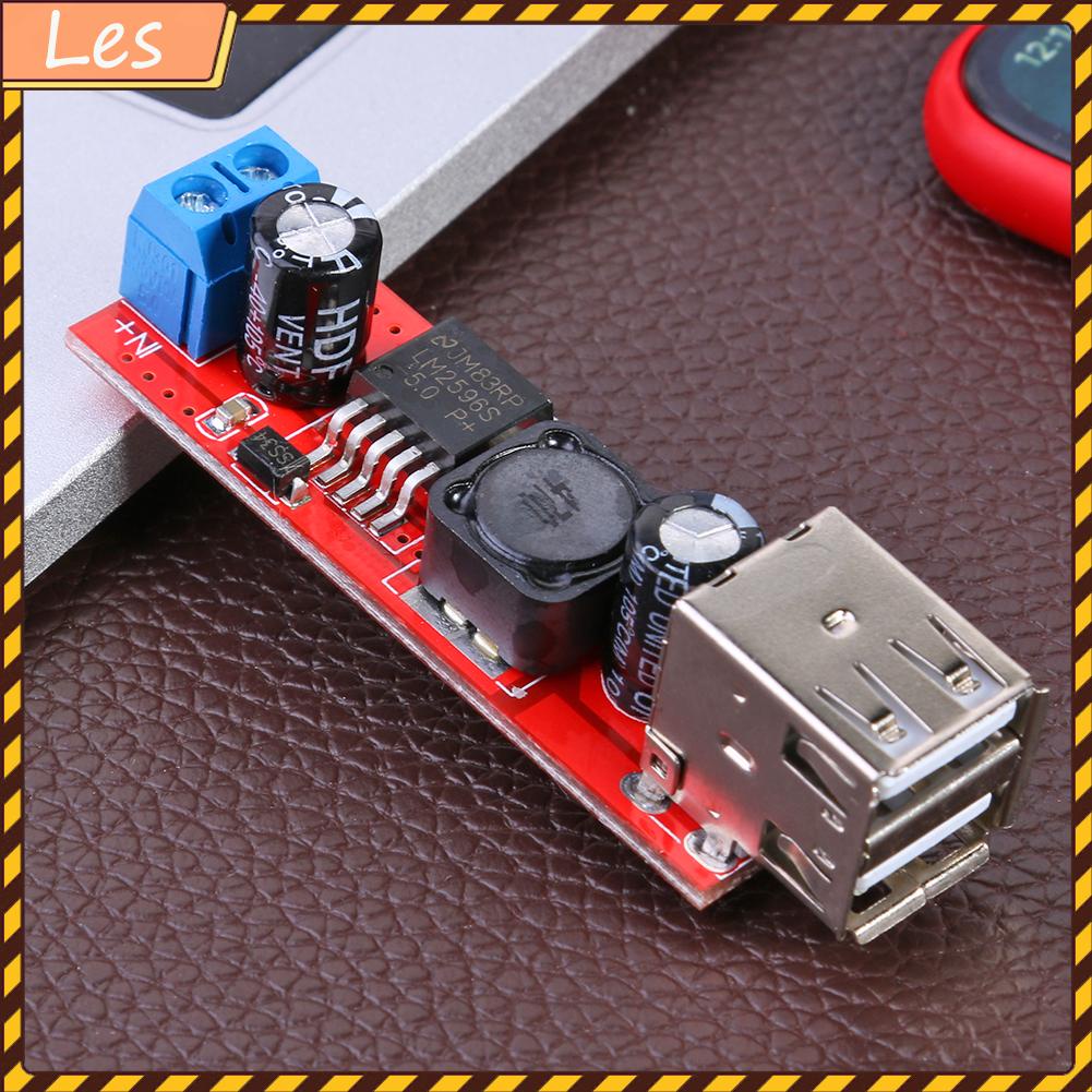Mô đun hạ áp hai cổng USB 9V/12V/24V/36V sang 5VDC-DC 3A cho xe hơi