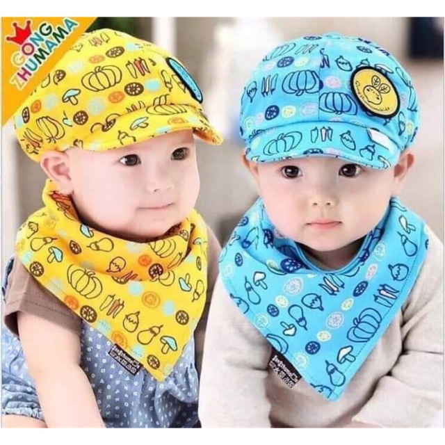 🍒SET MŨ KÈM KHĂN YẾM DỄ THƯƠNG CHO BÉ
