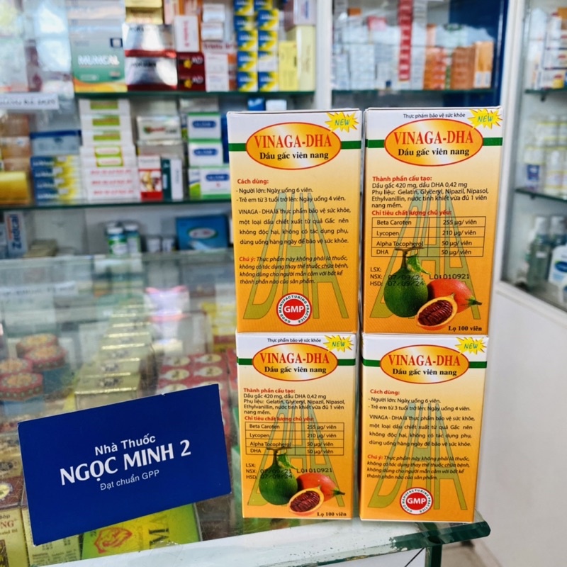 ✅ [Chính Hãng] Dầu Gấc VINAGA DHA Viên Sáng Mắt, Đẹp Da, Chống Oxy Hóa, Tiêu Hóa Tốt Cho Bé (Viên Nang Lọ 100 Viên)