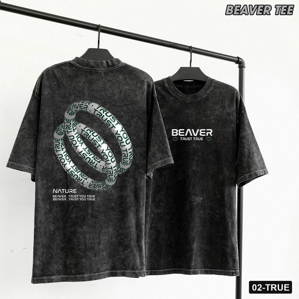 Áo thun Beaver unisex WASH TRUST TRUE form rộng tay lỡ dành cho nam nữ