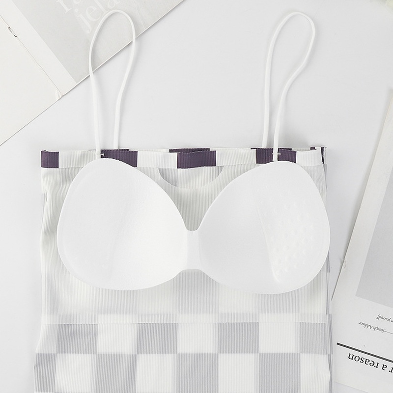 Áo Lót Croptop Kẻ Sọc Caro Có Đệm Lót Ngực Gợi Cảm Cho Nữ