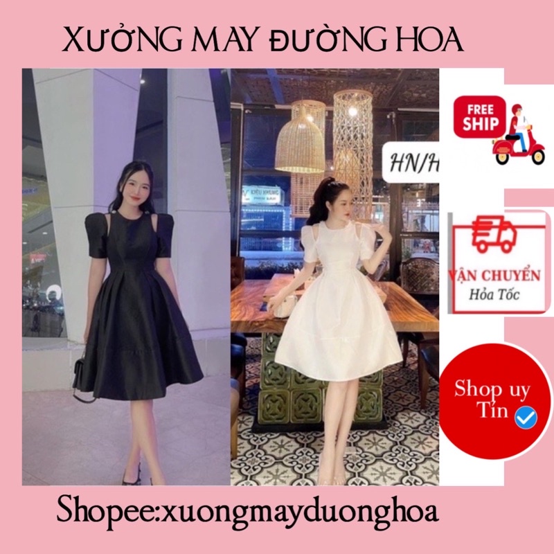 Váy tacta khoét vai dáng xoè tiểu thư siêu xinh kèm ảnh thật