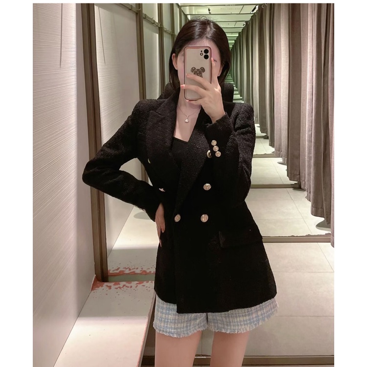 ZARA  Áo Khoác Blazer Hai Hàng Nút Phong Cách Âu Mỹ Thời Trang Mùa Thu 2022 Zara7553457 7553/457