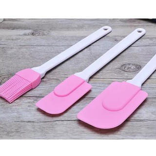 Bộ 3 chổi phới silicon spatula hồng (DC 18)