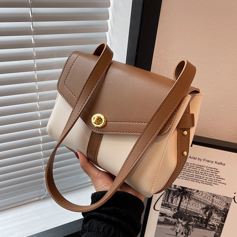 Túi Đeo Chéo Dáng Vuông Nhỏ Màu Tương Phản Chất Lượng Cao Thời Trang Cho Nữ