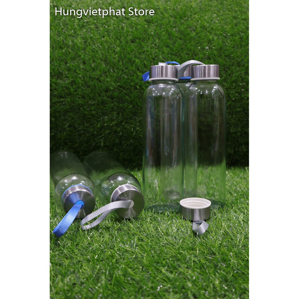 [Giá cực sốc] - Combo 5 chai đựng nước thủy tinh HVP - Bình thủy tinh trơn có dây 350ml