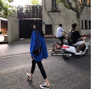 Sét áo thụng trơn xanh quần legging D&N