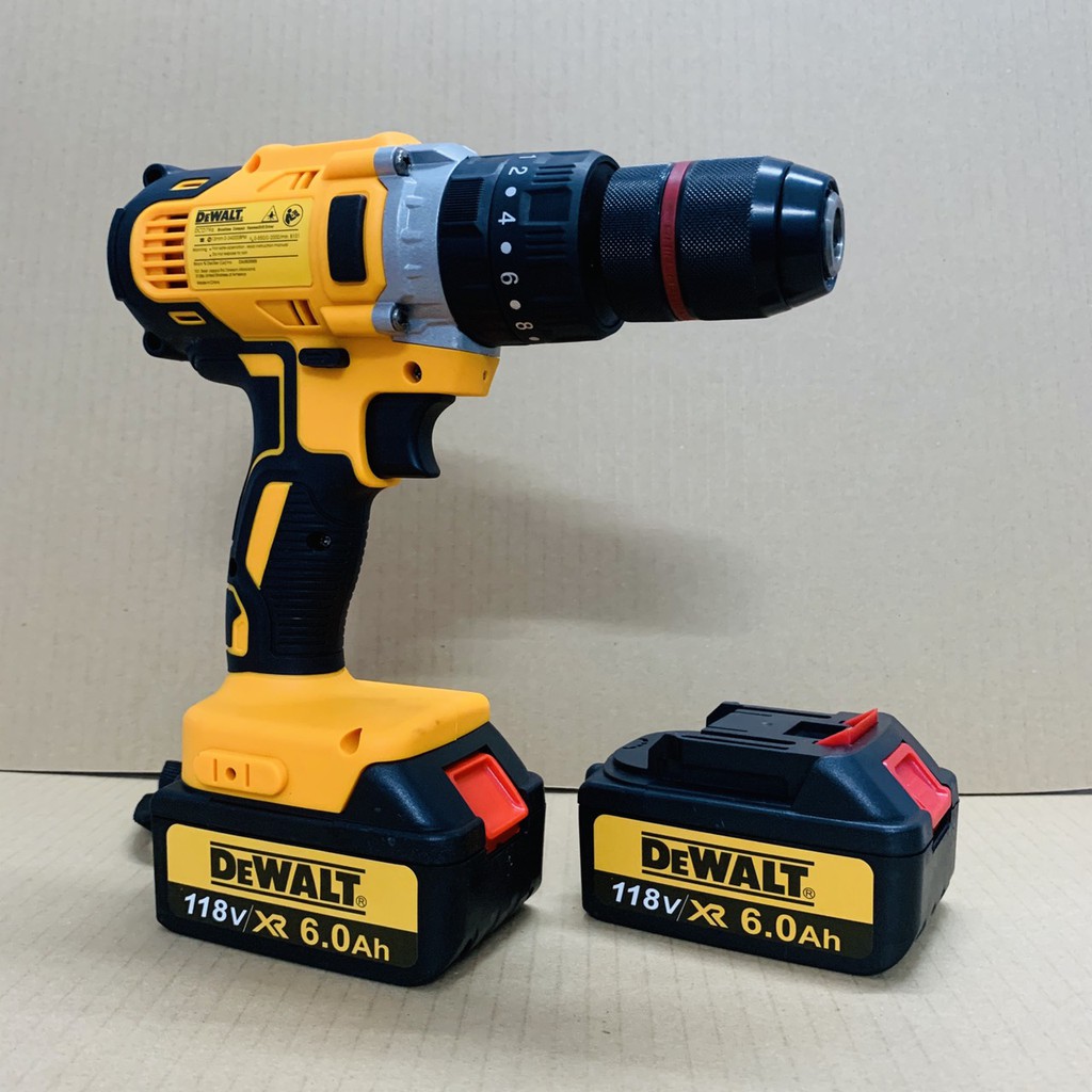 Máy khoan pin Dewalt 118v 3 chức năng có búa - Động cơ 775 siêu mạnh mẽ - 2 Pin khủng 10 Cell kèm theo