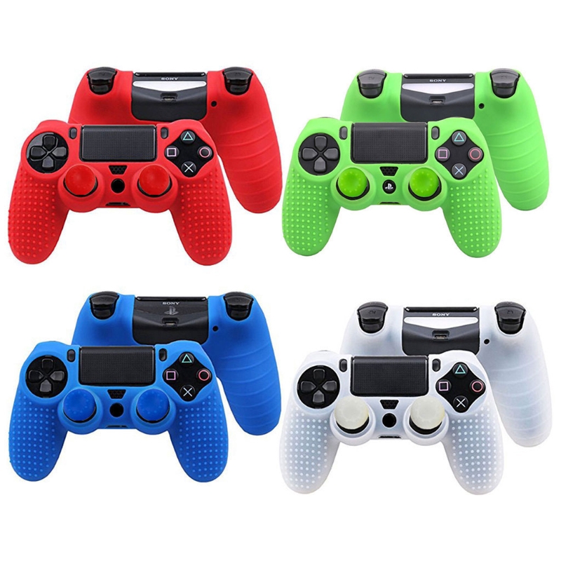 ❀ COLO Anti-Slip Silicone Cover Case + 2 Joystick Cap For Dualshock 4 PS4 Controller