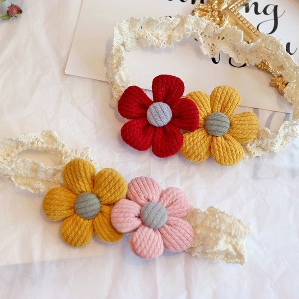 Băng đô cài tóc/turban đính hoa vải thủ công dễ thương cho bé sơ sinh chính hãng Chicbaby
