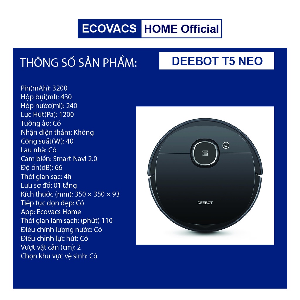 ✅ Robot hút bụi lau nhà Ecovacs T5 Neo chính hãng bảo hành 12 tháng