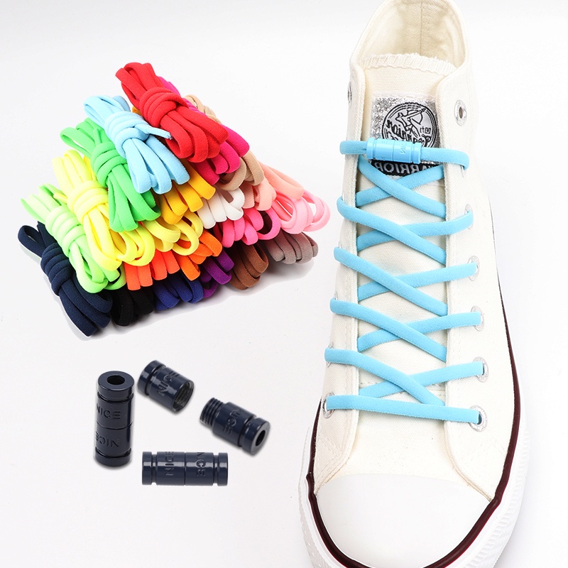 1 Cặp Dây Giày Co Giãn Khóa Kim Loại Không Cần Buộc Dành Cho Nam Nữ Tennis
