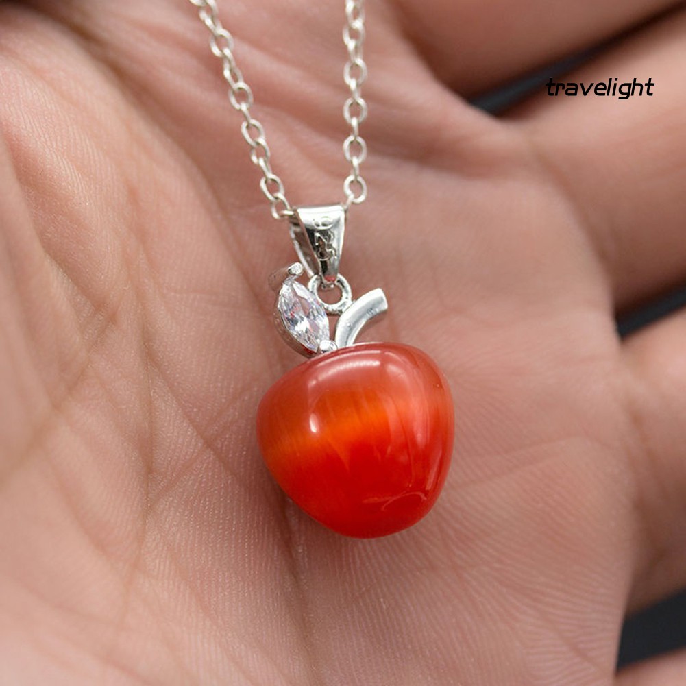 Mặt Vòng cổ Hình Quả Táo Đỏ Đính Đá Opal Thời Trang Cho Nữ