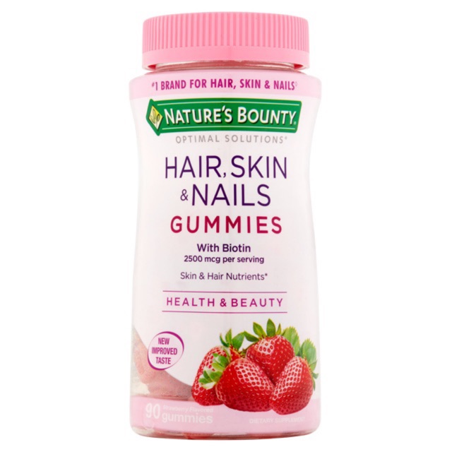 Kẹo dẻo hỗ trợ tóc dày, móng khoẻ và da đẹp Nature’s Bounty Hair, Skin, Nails Gummies Mỹ