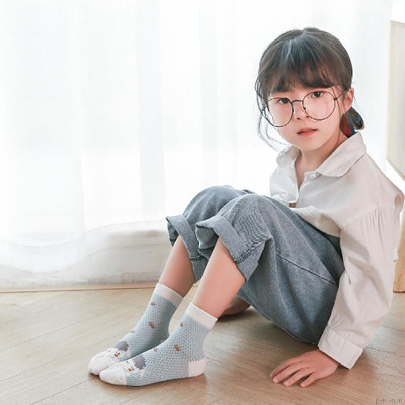Bộ 5 đôi tất cotton mềm thoáng khí in hoạt hình đáng yêu cho trẻ nhỏ 0-9 tuổi