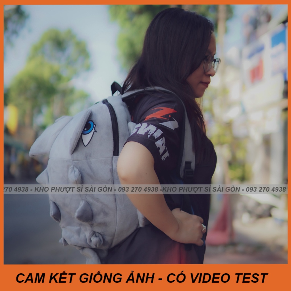 CÓ VIDEO - Giá kho - Balo khủng long vải nhung mịn cao cấp ver2.0 mắt 3D đựng mũ bảo hiểm 3/4 fullface