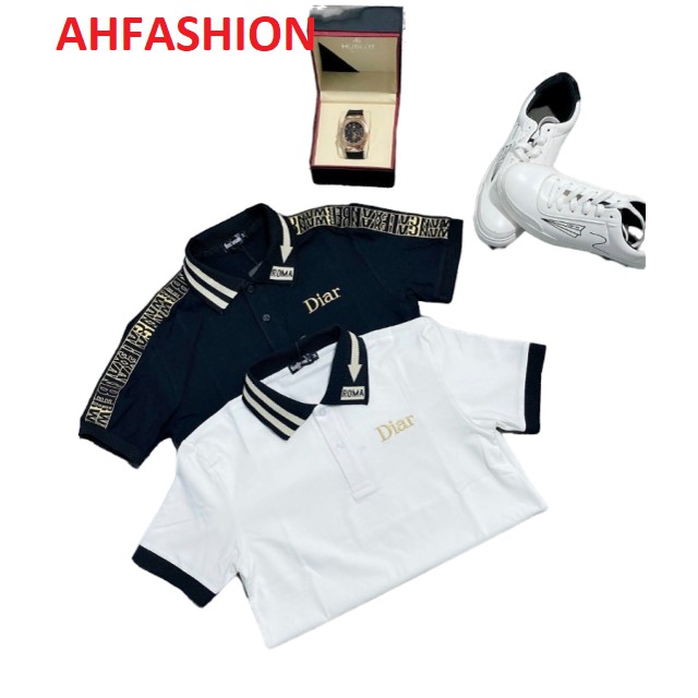 Áo thun nam polo cao cấp có cổ tay ngắn phối họa tiết vải cotton co dãn mẫu mới nhất AHFASHION | BigBuy360 - bigbuy360.vn
