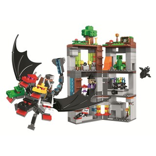 (CÓ SẴN) đồ chơi lắp ráp mô hình my world minecraft rồng 5 đầu bảo về lâu đài Bela Lari 11268
