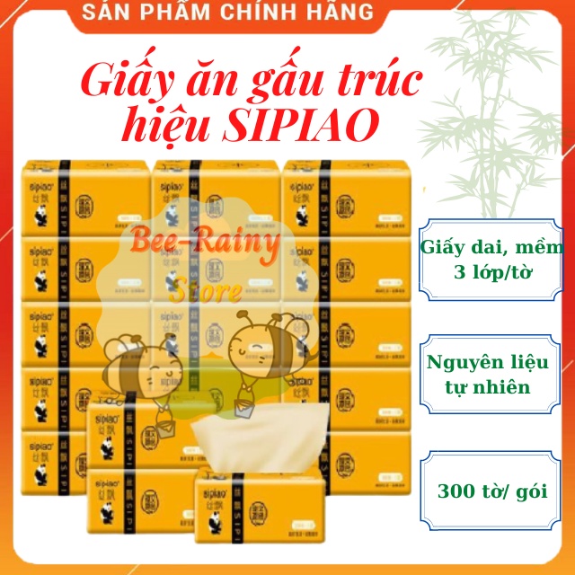 Giấy Ăn Gấu Trúc SIPIAO Chính Hãng Nội Địa Trung, Mềm Mịn Siêu Dai, 300 tờ/gói_ Bee-Rainy Store
