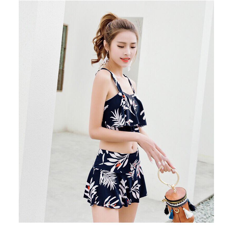 FREESHIP TỪ 50K_Bộ bơi hai mảnh họa tiết lá cây chất thun đẹp (ảnh thật) | BigBuy360 - bigbuy360.vn