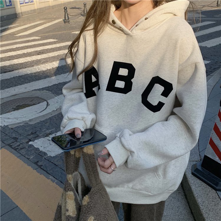 [RẺ VÔ ĐỊCH] Áo hoodies nam nữ ABC nỉ ngoại phom rộng đen trắng cổ dập cúc bấm in 2 mặt hàn quốc cá tính | BigBuy360 - bigbuy360.vn