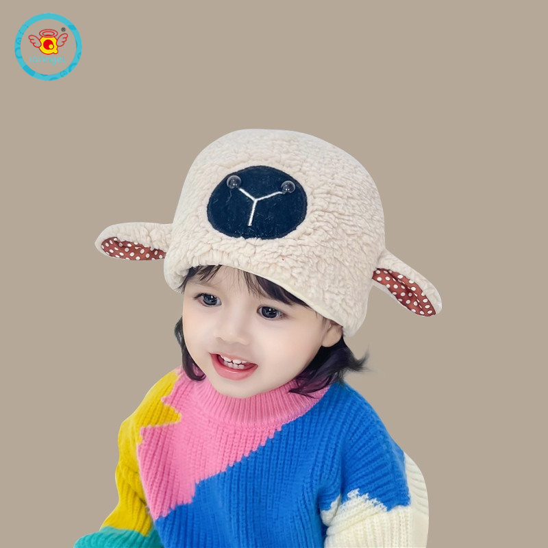 IQ Angel  Mũ Len Lông Cừu Giữ Ấm Tai Họa Tiết Hoạt Hình Dễ Thương Cho Bé