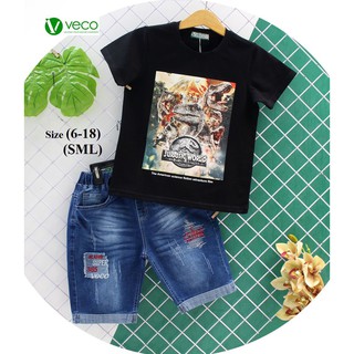 Bộ Jean Khủng Long Bé Trai VECO
