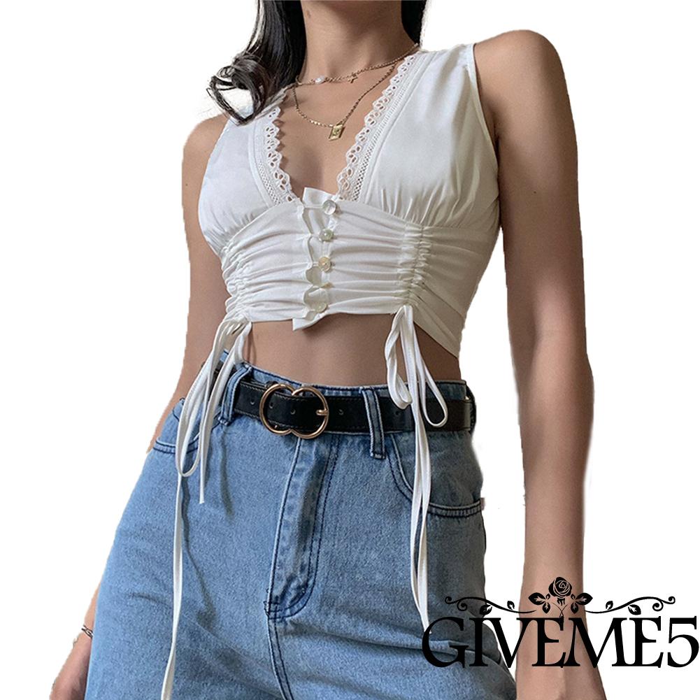 Áo Sát Nách Cổ Chữ V Gợi Cảm Cho Nữ