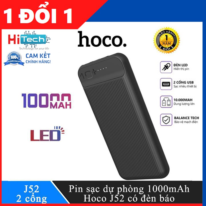 Sạc dự phòng siêu bền HOCO J52 dung lượng 10000mAh [Chính hãng]