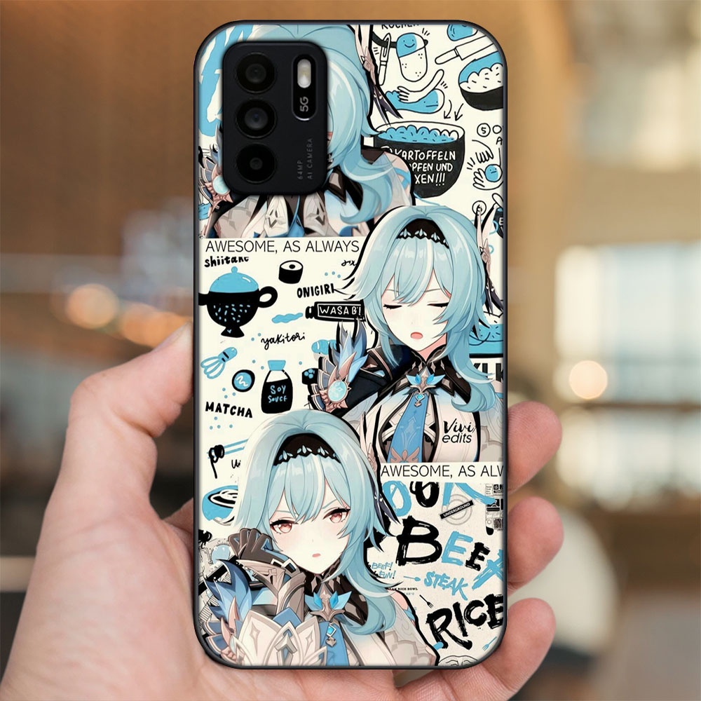 Ốp lưng Oppo Reno 6Z 5G viền đen in hình Eula Genshin Impact