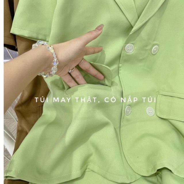 Set 2 Món Áo Vest Blaze Nắp Túi Dáng Thụng Quần Sooc Đùi