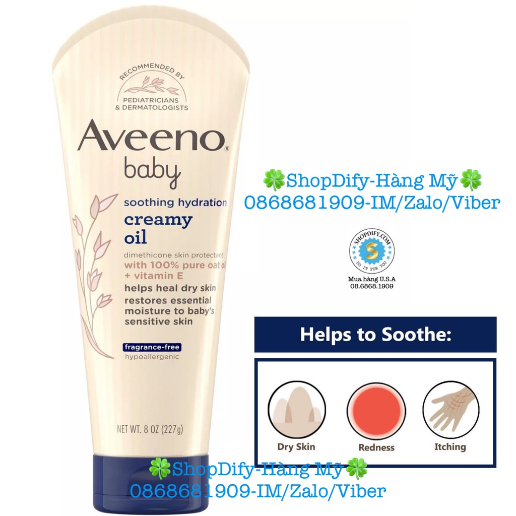 {Mỹ, Mẫu mới} Kem dưỡng ẩm cho bé sơ sinh AVEENO BABY Daily & Calming Lotion/ Soothing Relief Moisturizing Cream 227g