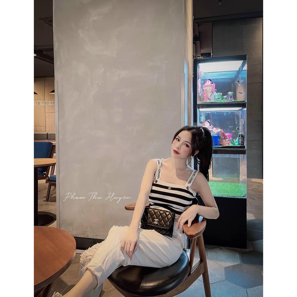 [Mã WASKT410K giảm 10K đơn 50K] Áo 2 dây len mỏng kẻ, dây chữ 88 ( kèm ảnh thật ) | BigBuy360 - bigbuy360.vn