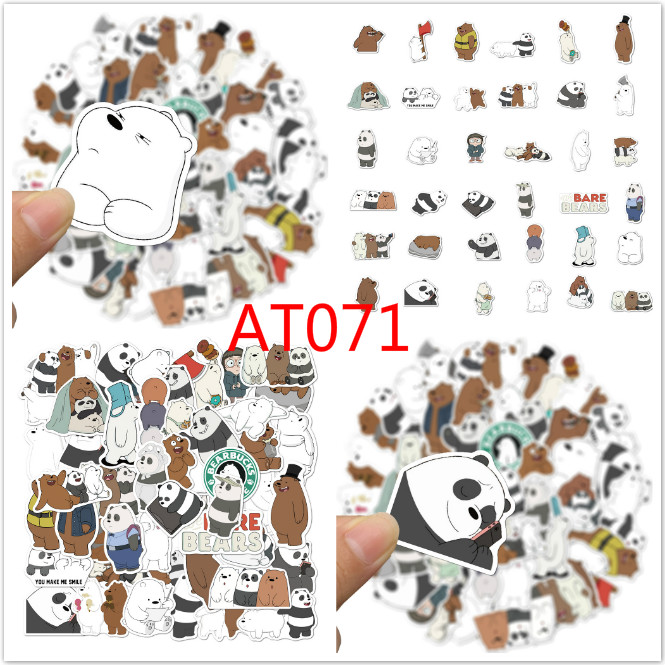 Bộ 50 Miếng Dán Hình Gấu Đáng Yêu Chống Thấm Nước Trang Trí Laptop