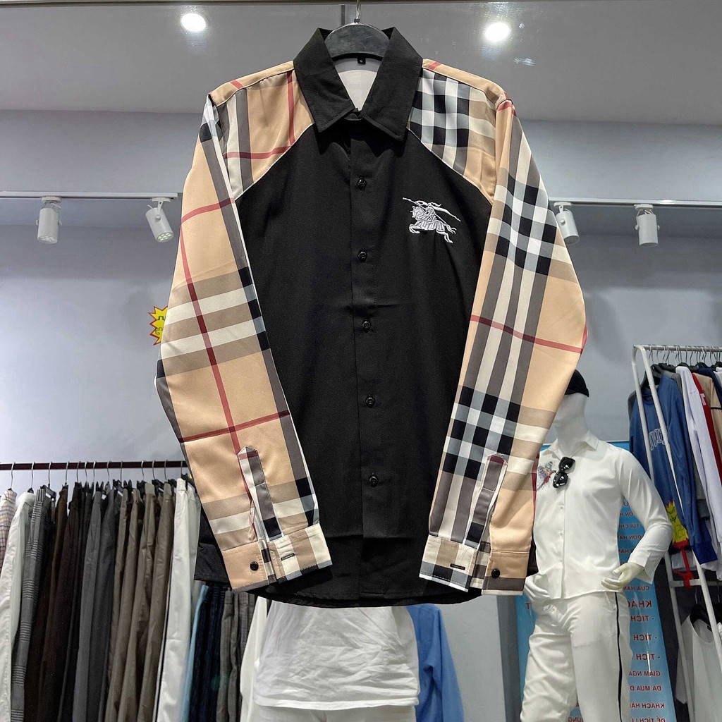 .[Mã ADOKA118 giảm 10k đơn 100k ]] Áo sơ mi dài tay ADOKA sọc Burberry nam nữ vải kate thái Ảnh Thật D223 222 221