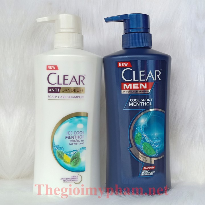 Combo 2 Chai Dầu Gội Clear Bạc Hà 480ml &amp; Clear Men 450ml Thái Lan Mẫu Mới