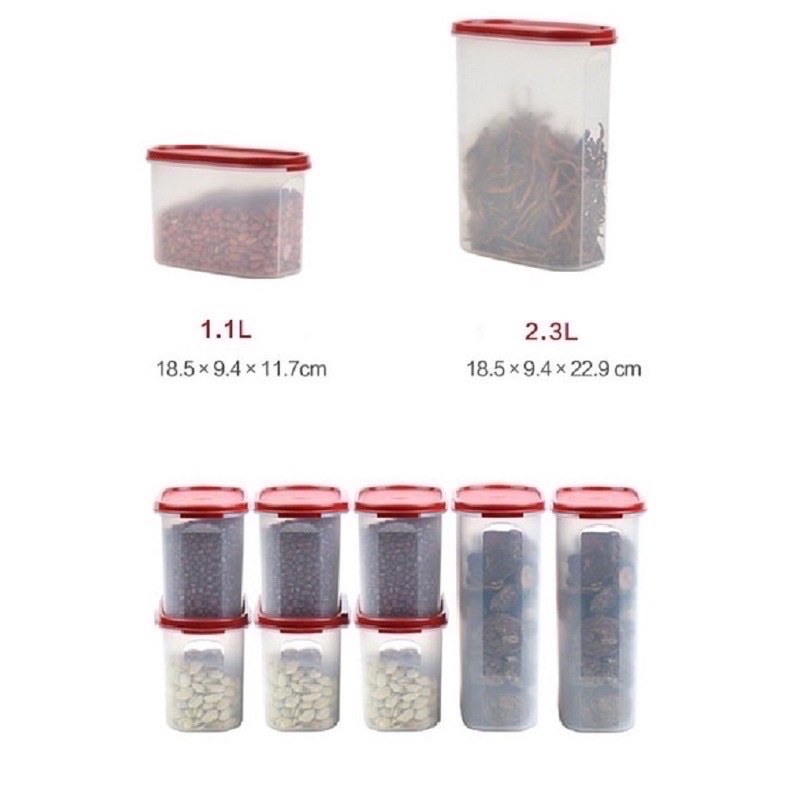 SẴN SET 8 HỘP TUPPERWARE ĐỰNG ĐỒ KHÔ