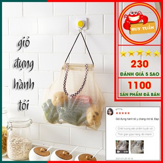 Túi lưới treo tường đựng tỏi, hành, gừng, ớt - Giỏ treo đựng rau, củ, quả trong nhà bếp