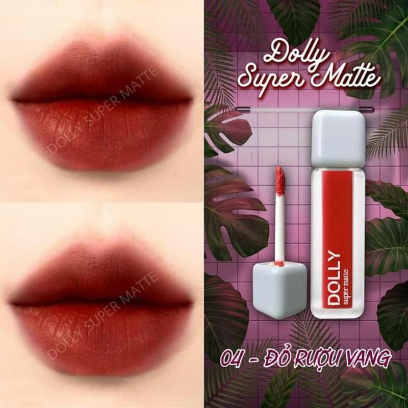 Son Dolly Super Matte mềm môi ,ko chì đang hot( màu đỏ rượu vang)