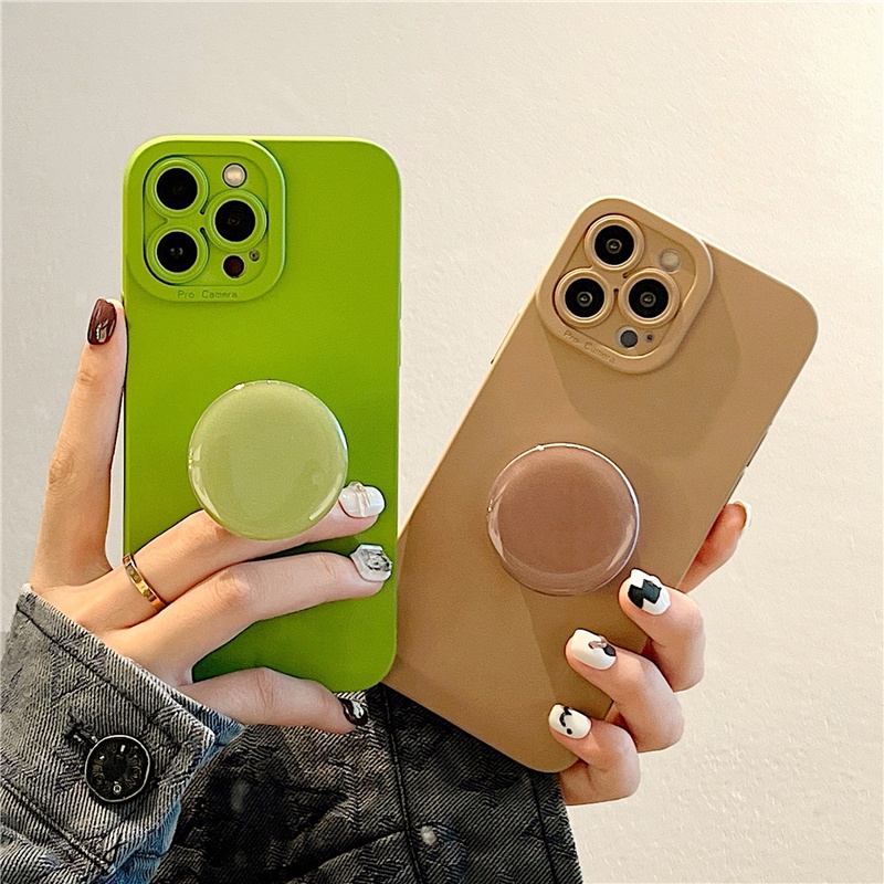 Ốp Điện Thoại Có Giá Đỡ Hình Tay Cầm Màu Nâu / Cà Phê Cho iPhone 11 12 Pro Max 14 Max XR X XS 7 8 Plus SE 2020 13 Pro