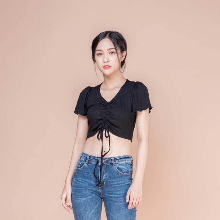 Áo Croptop Tay Ngắn Dây Rút