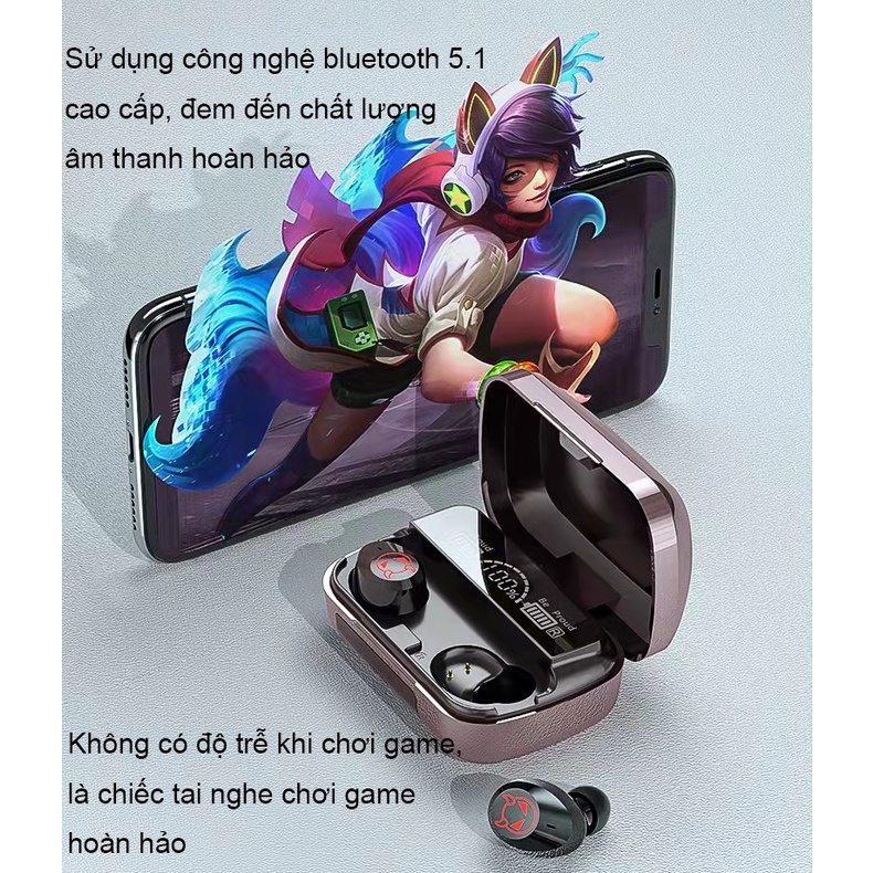 Tai nghe Bluetooth 5.1 đèn led khắc lazer không dây gaming Chống Ồn chơi game cho IPhone Samsung xiaomi android #23