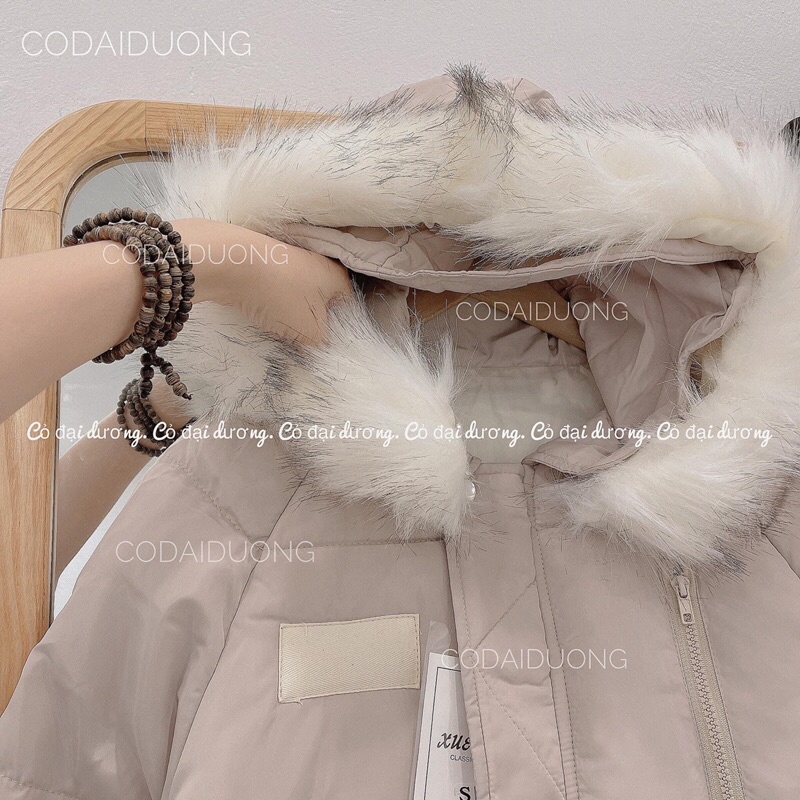 áo phao lông trắng túi cúc chéo dáng ngắn | BigBuy360 - bigbuy360.vn